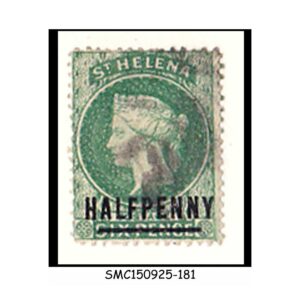Stamps from ST. HELENA - 1884-94 1/2p on 6p green QV SCOTT#33 - 1V - USED