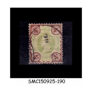 Stamps from GREAT BRITAIN - 1887-1900 4d QV SG#205 green & brown CV=13.00 GBP 1V USED