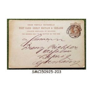 Postal stationery from GREAT BRITAIN & IRELAND - 1886 1d QV UPU POSTCARD to LEIPZIG GERMANY