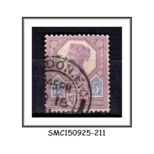 Stamps from GREAT BRITAIN - 1887-92 5d dull purple & blue QV SG#207A 1V - USED