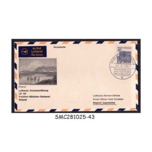 Cover from GERMANY - 1967 LUFTHANSA AIRLINES FRANKFURT to BELGRADE FIRST FLIGHT COVER FFC