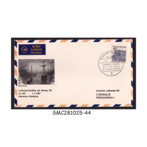 Cover from GERMANY - 1967 LUFTHANSA AIRLINES HANOVER to HAMBURG FIRST FLIGHT COVER FFC
