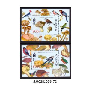 Stamps from MONGOLIA - 2002 BIRDS & MUSHROOMS - SET OF 2 MINIATURE SHEETS MINT NH