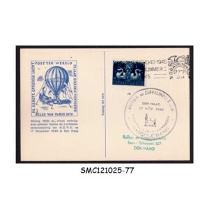 Postal stationery from NETHERLANDS - 1945 75yrs OF TRANSPORTATION BALLOON & ZEPPELIN CARD WITH CANCL.