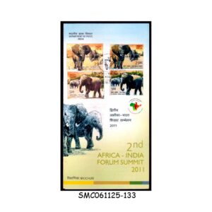 Stamps from INDIA - 2011 2nd AFRICA - INDIA FORUM SUMMIT / ELEPHANTS - BROCHURE - FDI
