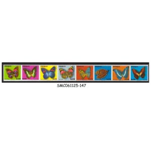 Stamps from PARAGUAY - 1976 BUTTERFLIES BUTTERFLY MOTHS - 8V STRIP SE-TENANT MNH