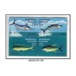 Stamps from MARSHALL ISLANDS - 1986 GAME FISH - BLOCK of 4 - SE-TENANT  - MINT NH
