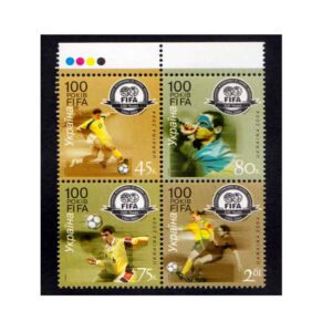 UKRAINE - 2004 100 YEARS OF FIFA / FOOTBALL SOCCER - BLOCK OF 4 MINT NH