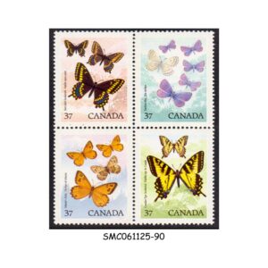 Stamps from CANADA - 1988 BUTTERFLY / BUTTERFLIES - BLOCK OF 4 - SE-TENANT MINT NH