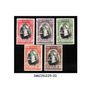 Stamps from TONGA - 1944 25th ANNIVERSARY OF ACCESSION OF QUEEN SĀLOTE TUPOU III SCOTT#82-86 5V MINT LH