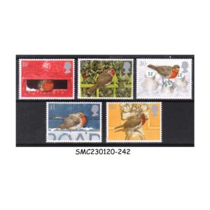 Stamps from GREAT BRITAIN - 1995 CHRISTMAS ROBINS / BIRDS - 5V - MINT NH