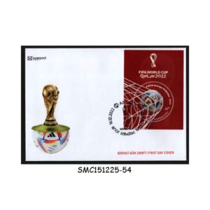 STAMPS FROM AZERBAIJAN - 2022 FIFA WORLD CUP OF SOCCER QATAR - MS - FDC