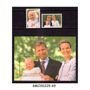 Stamps from BELGIUM - 2002 PRINCESS ELISABETH WITH PARENTS - SET of 2-STAMPS + 1-MIN. SHEET MINT NH