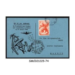 Cover from NETHERLANDS - 1946 KLM AIRLINES THE HAGUE to MADRID FIRST FLIGHT CARD FFC
