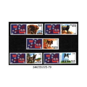 Stamps from BELGIUM - 2002 BELGIAN BREED DOGS / ANIMALS - 5V MINT NH
