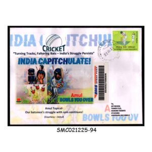 Stamps from INDIA - 2025 AMUL TOPICAL CRICKET BATSMAN'S STRUGGLE WITH SPIN COMMERCIALLY USED COVER