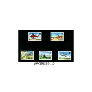 Stamps from ALDERNEY - 1985 50th ANNIVERSARY ALDERNEY AIRPORT / AVIATION - 5V MINT NH