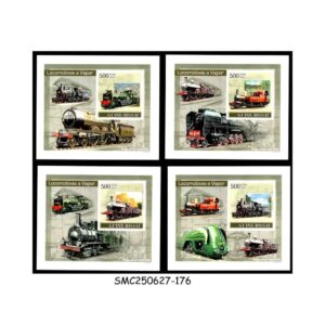 Stamps from GUINEA BISSAU - 2007 RAILWAY LOCOMOTIVE / TRAINS - DELUXE SHEETS MINT NH 4nos
