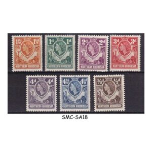 Stamps from NORTHERN RHODESIA - 1953 SELECTED QEII STAMPS / DEFINITIVES - 7V MINT HINGED