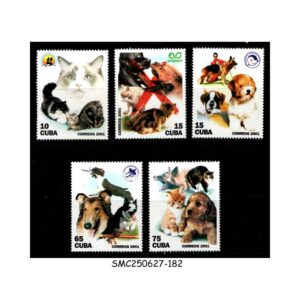 Stamps from CUBA - 2001 CATS & DOG - 5V - MINT NH