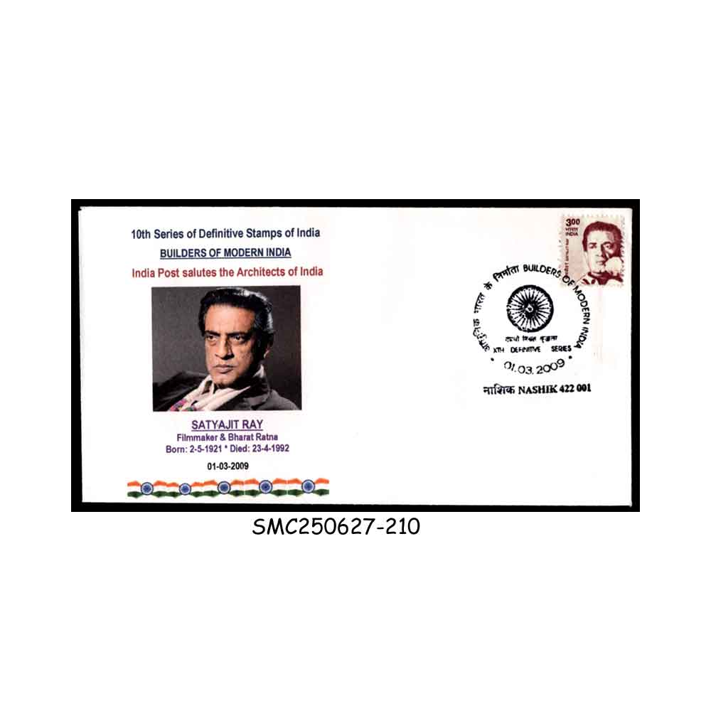 Stamps from INDIA - 2009 10th SERIES OF DEFINITIVE SERIES / SATYAJIT RAY / BUILDERS OF MODERN INDIA - FDC