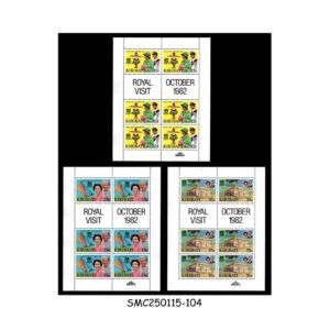 Stamps from KIRIBATI - 1982 QEII ROYAL VISIT - SET OF 3 SHEETLETS - MINT NH