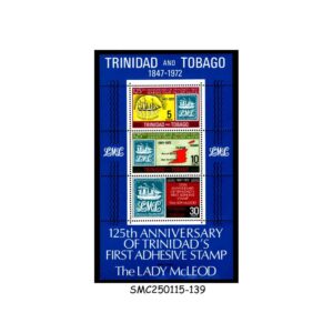Stamps from TRINIDAD & TOBAGO - 1972 125th ANNIVERSARY of FIRST ADHESIVE STAMP - MIN. SHEET MINT NH