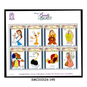 Stamps from ST. VINCENT - 1992 DISNEY'S CLASSIC  BEAUTY & THE BEAST /DISNEY ANIMATION - MIN. SHEET MINT NH