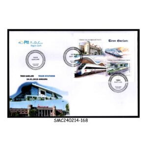 Stamps from TURKEY - 2019 TRAIN STATIONS - MS - FDC