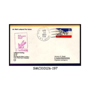 Stamps from UNITED STATES USA - 1975 LUFTHANSA LH 491 NEW YORK to FRANKFURT FIRST FLIGHT COVER FFC