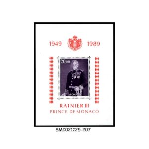 Stamps from MONACO 1989 40th ANNIVERSARY REIGN OF PRINCE RAINIER III  SOUVENIR SHEET - MINT NH
