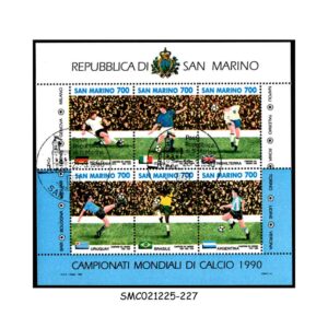 Stamps from SAN MARINO - 1990 WORLD CUP OF FOOTBALL / SOCCER SPORTS - MIN. SHEET - FDI