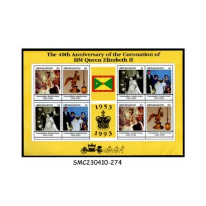 Stamps from GRENADA GRENADINES - 1993  40th ANNIVERSARY OF QEII CORONATION  - MIN. SHEET MINT NH
