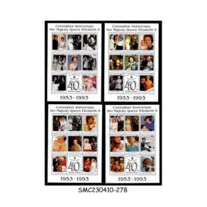 Stamps from ANTIGUA & BARBUDA - 1993 40th ANNIVERSARY OF QEII CORONATION - SET OF 4 MIN. SHEET MINT NH