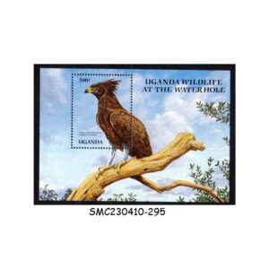 Stamps from UGANDA - 1989 BIRDS OF PREY AT THE WATERHOLE / WILDLIFE ANIMALS - MIN. SHEET MINT NH