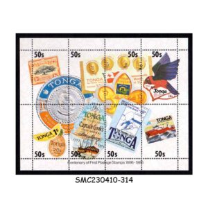 Stamps from TONGA - 1986 CENTENARY OF FIRST POSTAGE STAMPS IN SINGAPORE - MIN. SHEET MINT NH