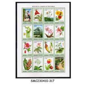 Stamps from SIERRA LEONE - 1991 BOTANICAL GARDENS OF THE WORLD FLOWER - MIN. SHEET MINT NH