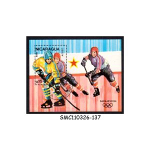 Stamps from NICARAGUA - 1984 WINTER OLYMPIC GAMES SARAJEVO '84 / ICE HOCKEY - MIN. SHEET CTO