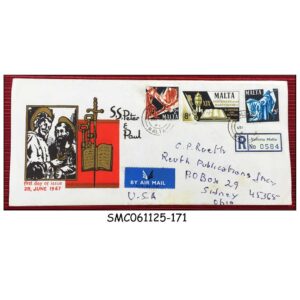 Stamps from MALTA - 1967 1900th ANNIV. OF THE MARTYRDOM OF ST PETER AND PAUL - FDC REGISTRED