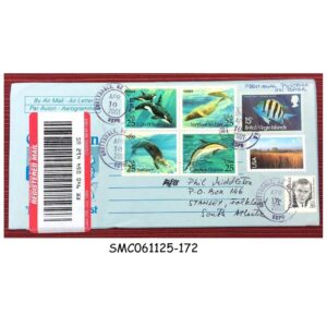 Stamps from BRITISH VIRGIN ISLANDS 2001 REGISTERED AEROGRAMME with USA STAMPS
