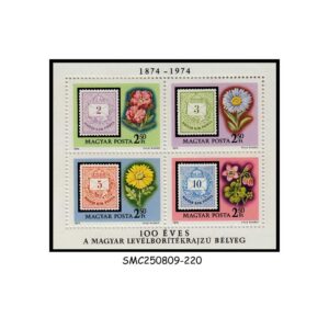 Stamps from HUNGARY - 1974 CENTENARY OF HUNGARIAN STAMP / FLOWERS - MIN. SHEET MINT NH