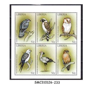 Stamps from LIBERIA - 1999 BIRDS OF PREY / FALCON OWL KITE - MIN. SHEET MINT NH