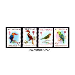 Stamps from PHILIPPINES - 1967 FIGHT AGAINST TUBERCULOSIS / NATIVE BIRDS - 4V - MINT NH