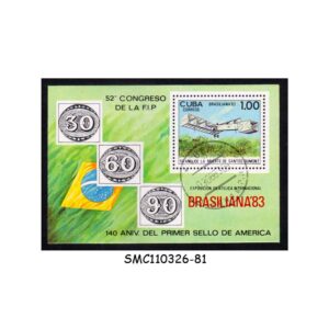 Stamps from CUBA - 1983 52nd CONGRESS OF FIP / STAMP EXHIBITION BRASILIANA'83 / AVIATION - MIN. SHEET CTO