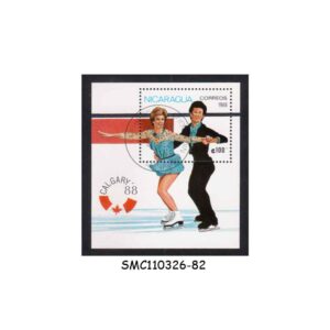 Stamps from NICARAGUA - 1988 WINTER OLYMPIC GAMES / FIGURE SKATING - MIN. SHEET CTO