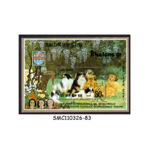 Stamps from NORTH KOREA - 1991 INTERNATIONAL STAMP FESTIVAL RICCIONE '91 / DOGS - MIN. SHEET CTO
