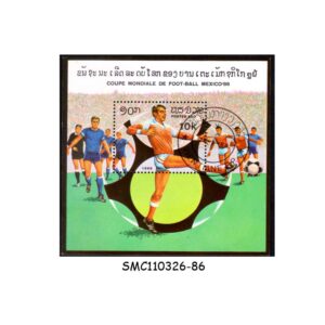 Stamps from LAOS - 1986 WORLD CUP OF FOOTBALL / FIFA / SOCCER MEXICO '86 - MIN. SHEET CTO