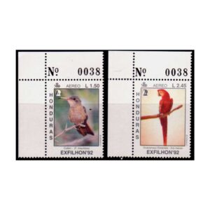 Stamps from HONDURAS - 1992 BIRDS - EXHIBITION '92 - 2V - MINT NH