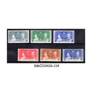 Stamps from TURKS & CAICOS ISLANDS & VIRGIN ISLANDS - 1937 KGVI CORONATION - 6V - MINT HINGED