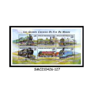 Stamps from CONGO - 2001 RAILWAYS OF THE WORLD / LOCOMOTIVES TRAINS - MIN. SHEET MINT NH
